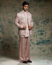 Load image into Gallery viewer, Mauve hand embroidered concept blazer set.
