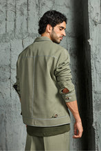 Load image into Gallery viewer, Olive Green Paint Strokes Shacket Set
