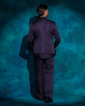 Load image into Gallery viewer, Twilight Blue hand embroidered sequence short jacket set
