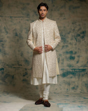 Load image into Gallery viewer, Ivory embriodered pearl open sherwani set
