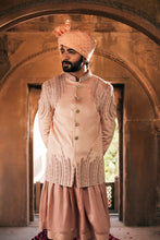 Load image into Gallery viewer, Beige Embroidered Bandhgala with Anarkali Kurta
