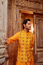 Load image into Gallery viewer, Haldi Raw Silk Mirror Embellished Bundi Set
