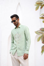 Load image into Gallery viewer, Mint Green Flora Embroidered Shirt
