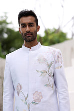 Load image into Gallery viewer, Sky Blue Floral Design Bandhgala with Pink Kurta

