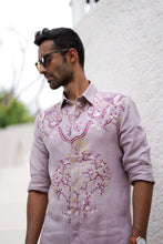 Load image into Gallery viewer, Lavender Floral Resham Embroidery Shirt
