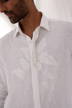 Load image into Gallery viewer, Beige Applique Leaf Embroidery Shirt
