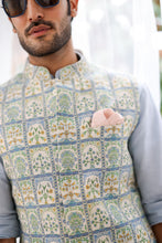 Load image into Gallery viewer, Sky Blue Floral Printed Kurta Bundi Set
