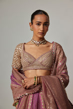 Load image into Gallery viewer, MUD MAUVE MULTICOLOR CHITA SEQUIN SCATTERED LEHENGA SET WITH V NECK FULL SLEEVES
