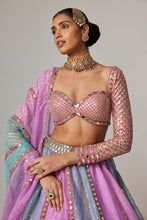 Load image into Gallery viewer, MAUVE MULTICOLOR SEQUIN SCATTERED LEHENGA WITH SWEETHEART FULL SLEEVE BLOUSE
