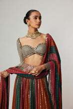 Load image into Gallery viewer, CRANBERRY LEHENGA PANTS WITH SWEETHEART NECK FULL SLEEVE BLOUSE
