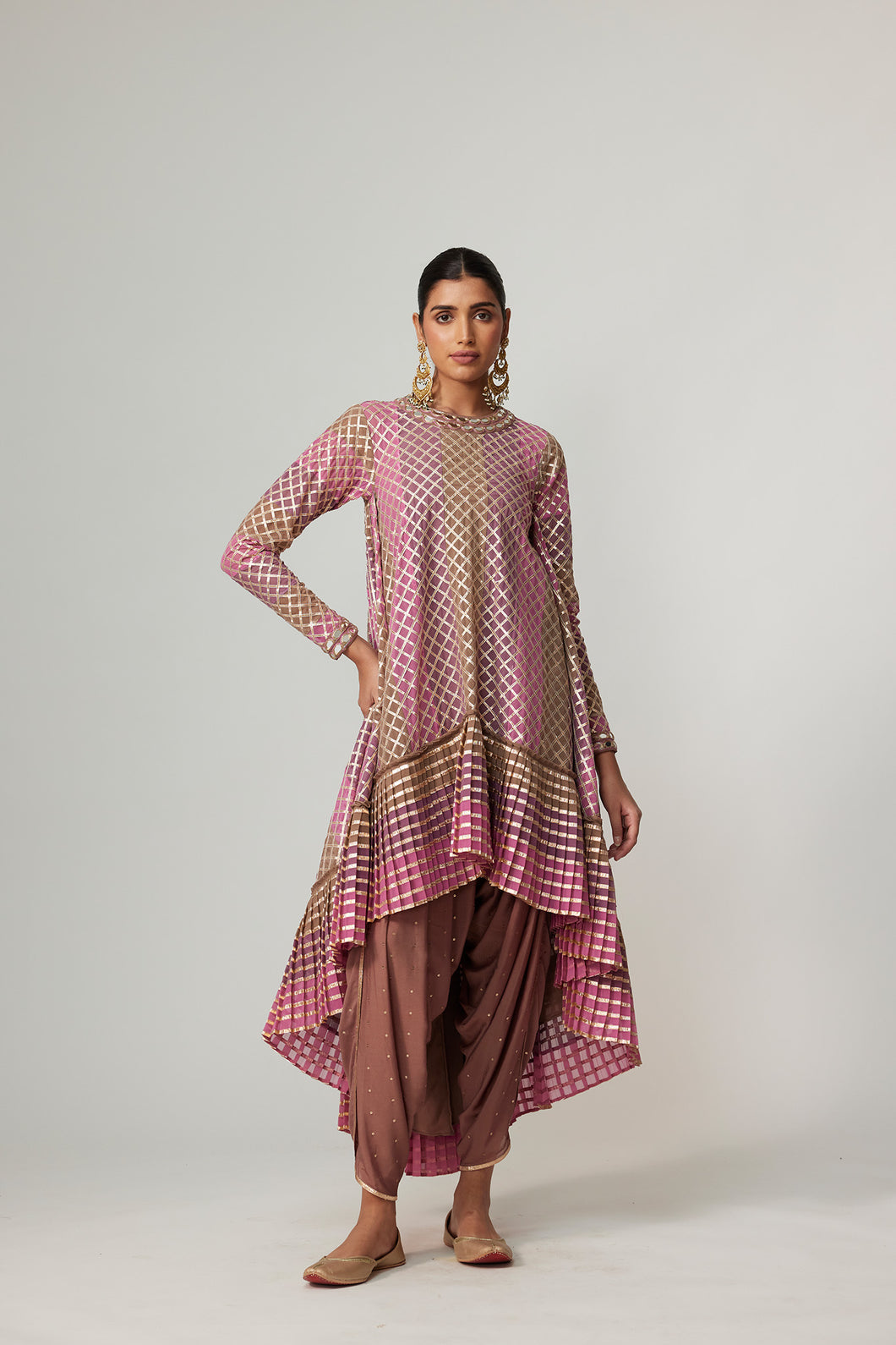 MUD MAUVE MULTICOLOR DHOTI KURTA SET