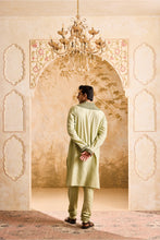 Load image into Gallery viewer, EMBROIDERED SAGE GREEN PINTUCKED KURTA WITH CHURIDAR
