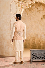 Load image into Gallery viewer, BEIGE FLORAL BUNDI JACKET KURTA CHURIDAR
