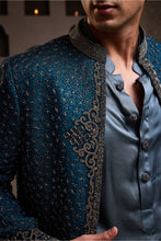 Load image into Gallery viewer, TEAL JACKET KURTA PATIYALA SALWAR
