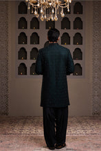 Load image into Gallery viewer, GREEN ACHKAN BLACK EMB KURTA PATIYALA SALWAR
