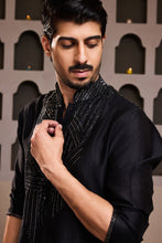 Load image into Gallery viewer, EMBROIDERED  BLACK KURTA SALWAR
