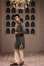 Load image into Gallery viewer, JAMAWAR ACHKAN BEIGE KURTA TROUSER
