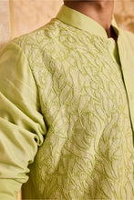 Load image into Gallery viewer, EMBROIDED LIME GREEN APPLIQUE WORK KURTA SALWAR
