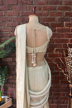 Load image into Gallery viewer, Champagne Gold shimmer tissue Pre-stitched saree

