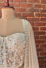Load image into Gallery viewer, Beige Sequin work corset and lehenga set
