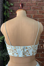 Load image into Gallery viewer, Powder Blue Pre-draped saree with Zari work Bustier
