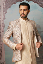 Load image into Gallery viewer, Nawabi Gold Open Embroidered Indowestern Set
