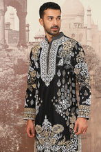 Load image into Gallery viewer, Black Floraison Dori Embroidered Kurta Set
