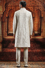 Load image into Gallery viewer, Cream Raw Silk dabka Embroidered Sherwani
