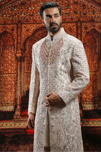 Load image into Gallery viewer, Sand Floral Silk Embroidered Sherwani
