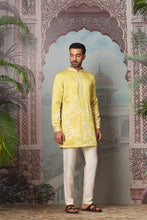 Load image into Gallery viewer, Dandelion Dream Printed Linen Satin Kurta Set
