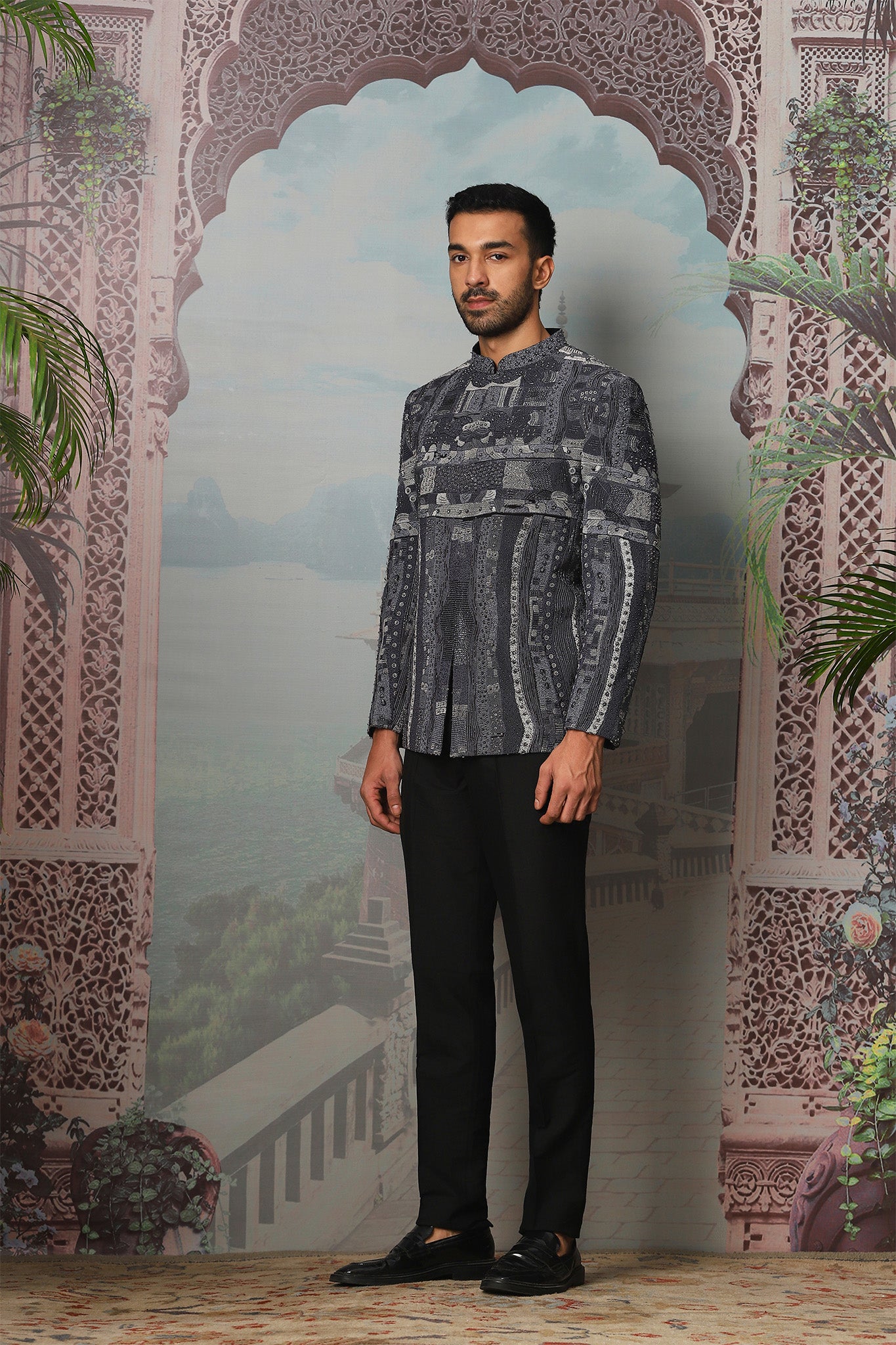 Ebonite Nocturnal Embroidered Bandhgala Set