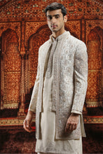 Load image into Gallery viewer, Ivory Jaquard Sherwani with Velvet Patchwork
