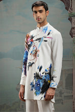 Load image into Gallery viewer, White Abstract Hand-Painted Silk Kurta
