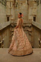 Load image into Gallery viewer, Peach Raw Silk Lehenga Set
