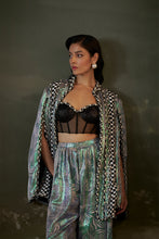 Load image into Gallery viewer, Printed metallic jacket trouser set with corset
