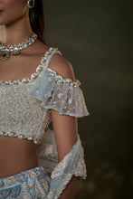 Load image into Gallery viewer, Powder Blue White Trail Lehenga Choli Set
