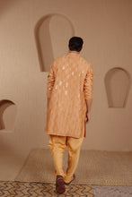Load image into Gallery viewer, EMBROIDERED RUST MIRRORWORK KURTA WITH DHOTI SALWAR
