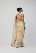 Load image into Gallery viewer, Golden Shimmer Organza saree set
