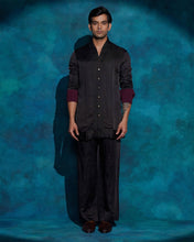 Load image into Gallery viewer, BLACK SHAWL COLLAR KURTA SET
