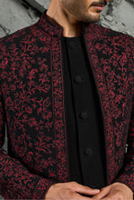 Load image into Gallery viewer, Black Jamawar Indowestern Set

