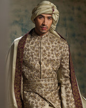 Load image into Gallery viewer, Sand Grey Linen Silk Embriodered Sherwani Set
