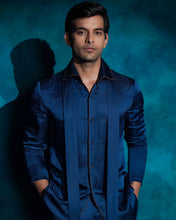 Load image into Gallery viewer, Teal and Ombre hand embroidered Short jacket set
