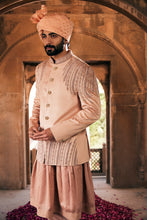 Load image into Gallery viewer, Beige Embroidered Bandhgala with Anarkali Kurta
