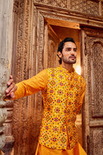 Load image into Gallery viewer, Haldi Raw Silk Mirror Embellished Bundi Set
