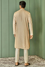 Load image into Gallery viewer, Creamy Delight Cream Chanderi Silk Kurta with Ivory Resham Embroidery All Over
