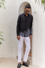 Load image into Gallery viewer, Black City Resham Embroidered Linen Shirt
