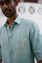 Load image into Gallery viewer, Teal Tree Embroidery Tropical Shirt
