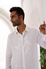 Load image into Gallery viewer, Beige Applique Leaf Embroidery Shirt
