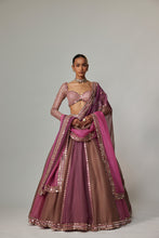 Load image into Gallery viewer, MUD MAUVE MULTICOLOR LEHENGA WITH SWEETHEART FULL SLEEVE BLOUSE
