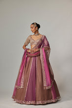 Load image into Gallery viewer, MUD MAUVE MULTICOLOR LEHENGA WITH ELBOW SLEEVE BLOUSE
